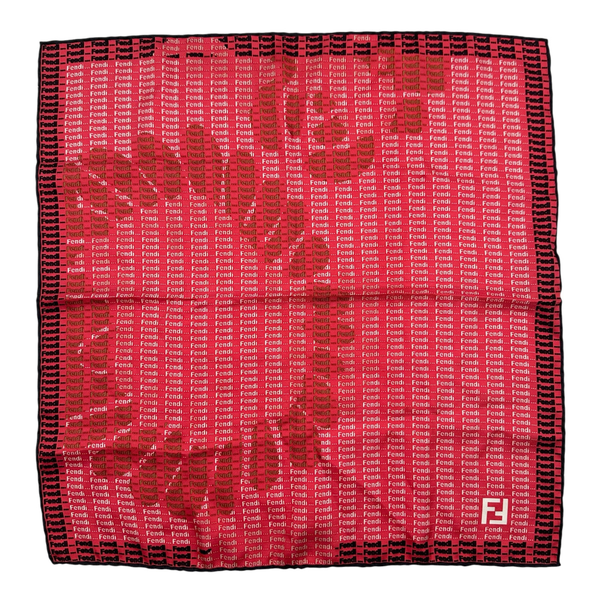 Fendi Silk Bandana Scarf Red White Spell-Out Logo
