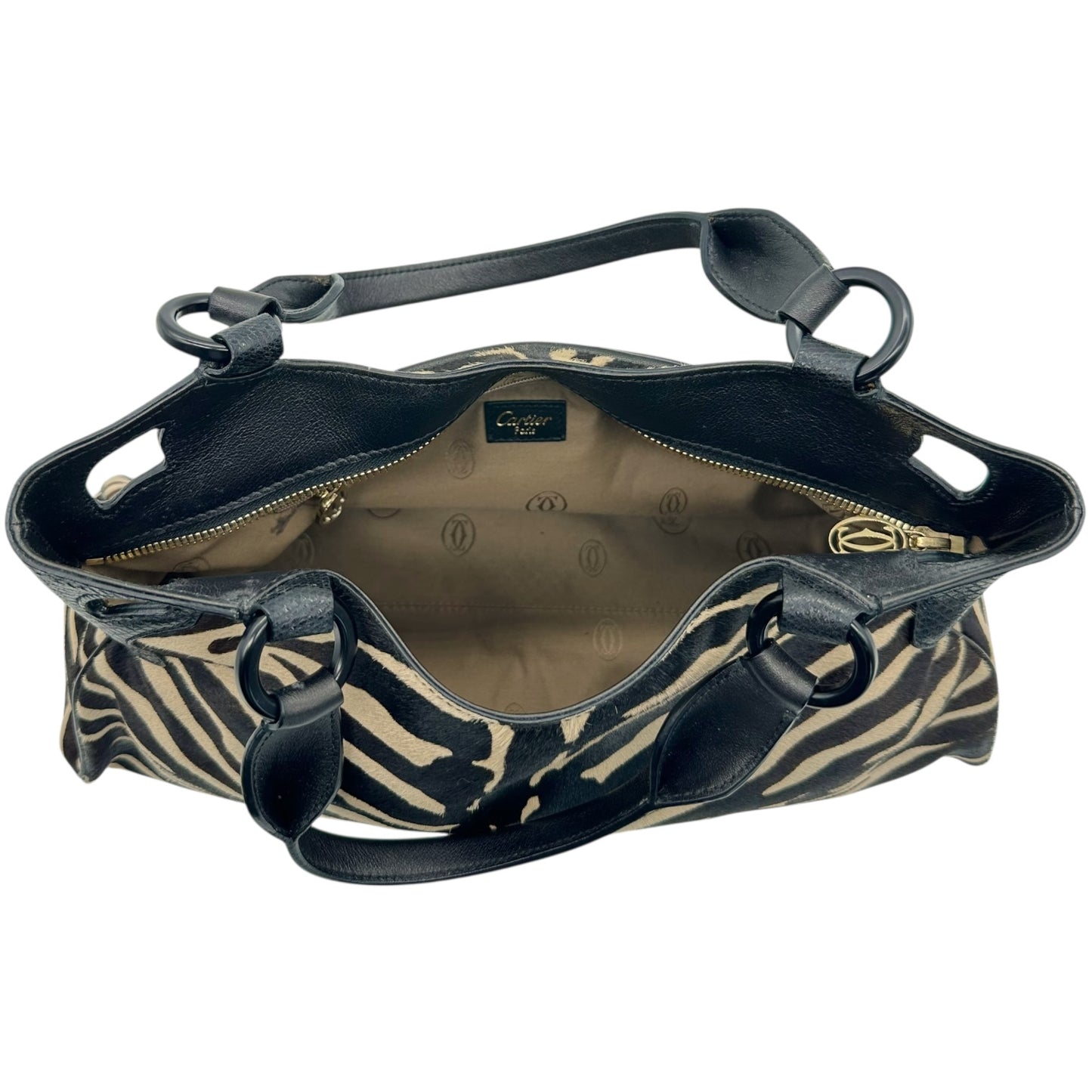 Cartier Zebra Print Ponyhair Marcello Shoulder Bag