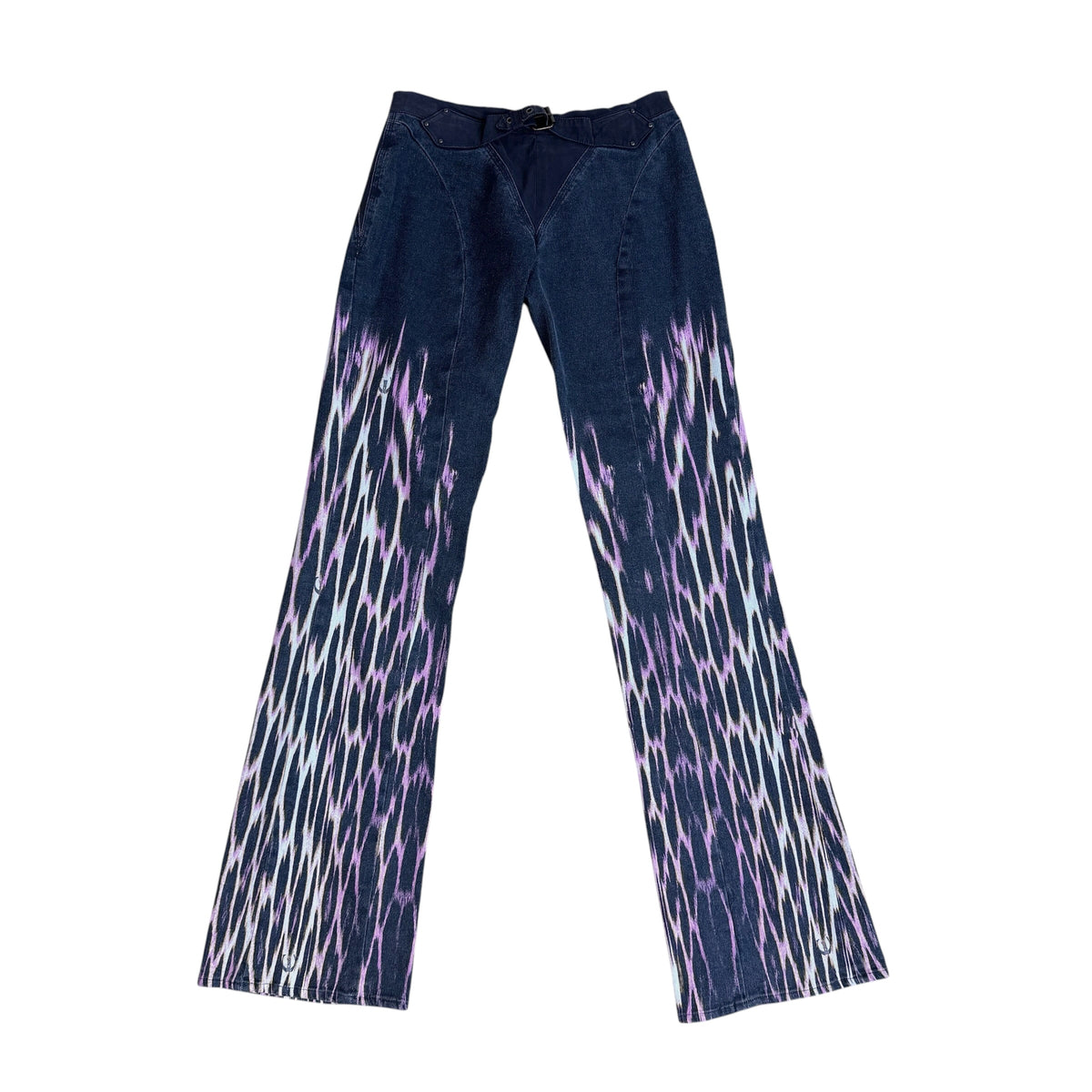 Just Cavalli Low Rise Flare Jeans Purple Pink Leopard Print