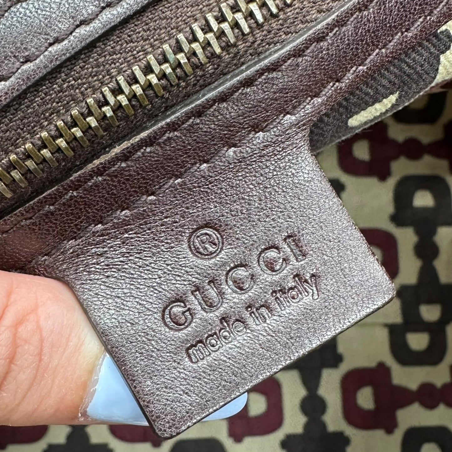 Gucci Brown Leather Studded Tote Bag