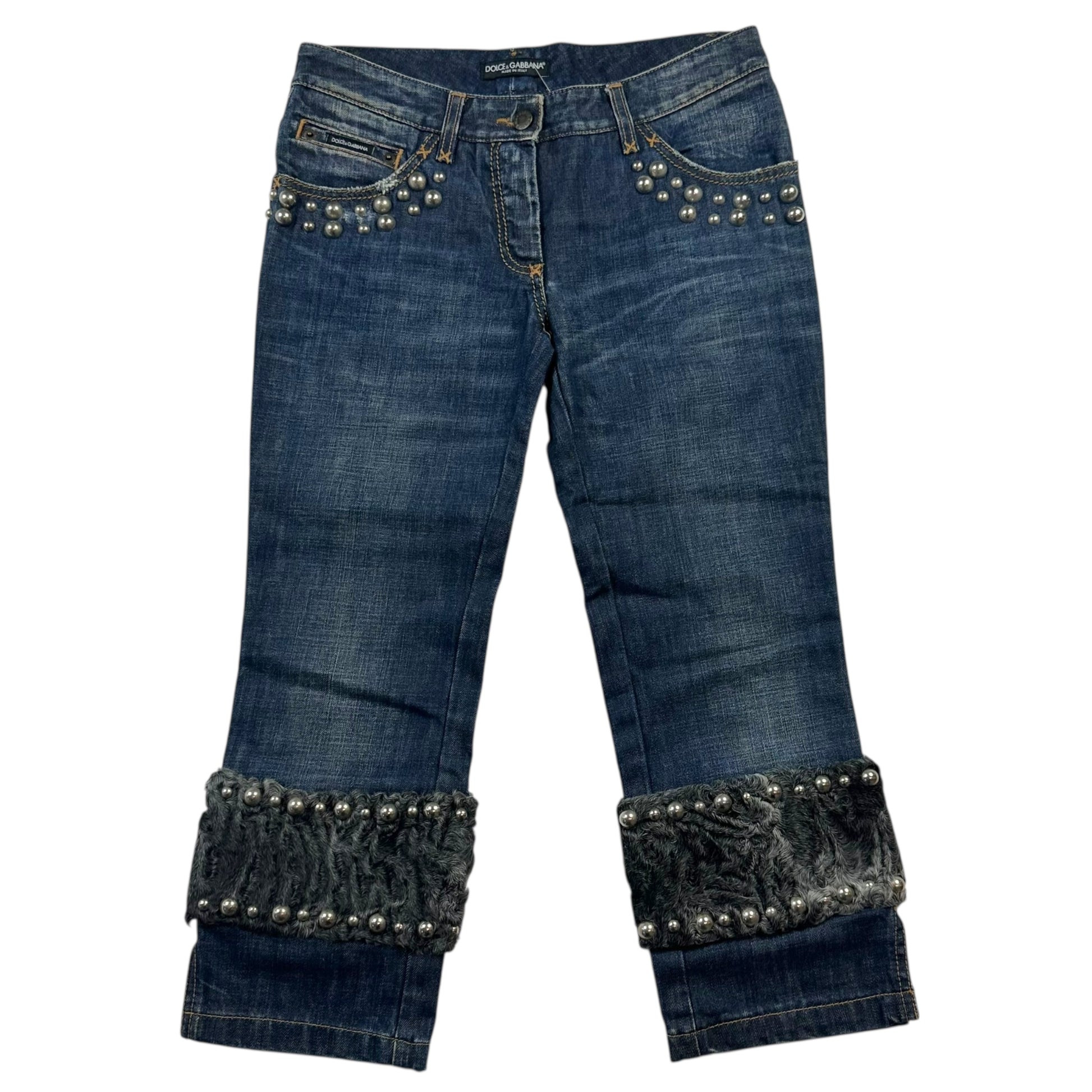 Dolce & Gabbana Studded Fur Trim Capri Pants - Outfit Repeater