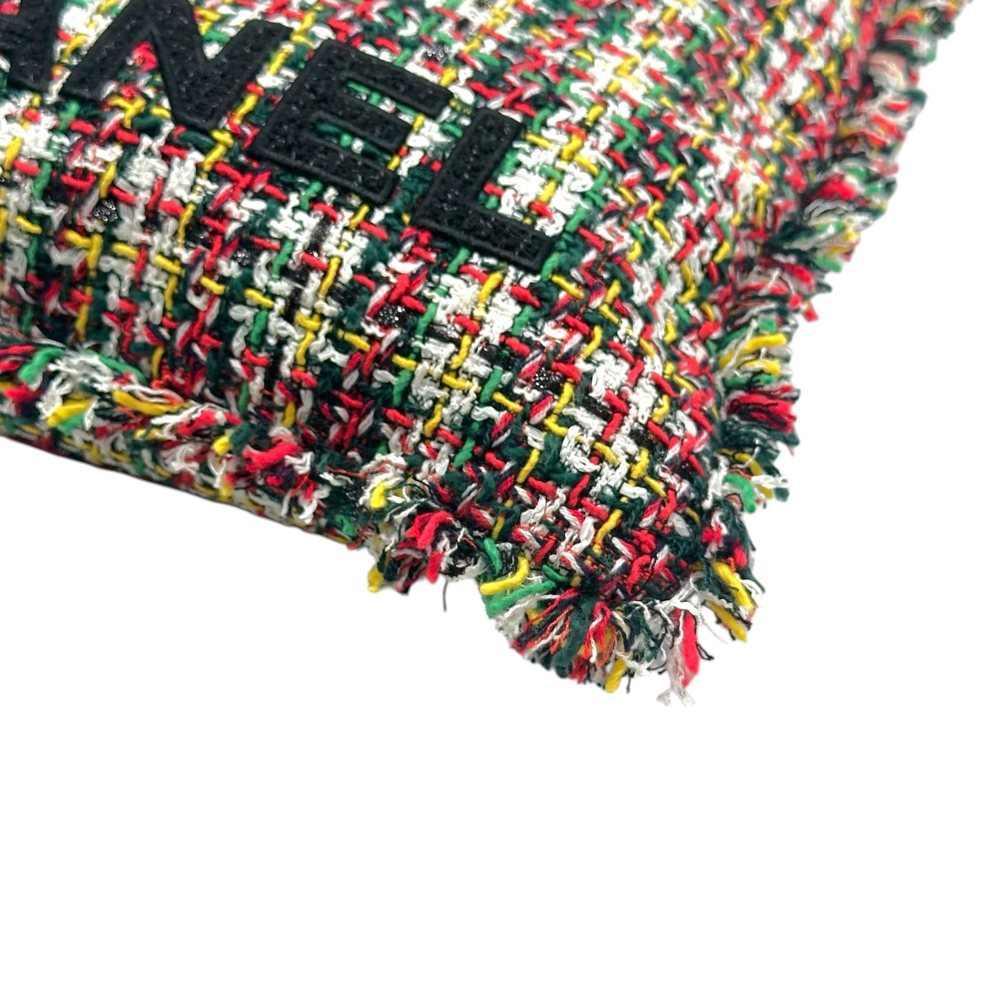 Chanel Tweed Tote Bag Red Yellow Green No.5 Logo