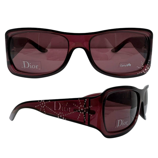 Christian Dior Shield Sunglasses Burgundy Pink Crystal