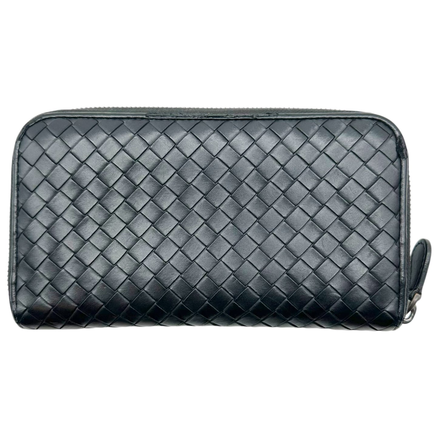 Bottega Veneta Black Intrecciato Leather Zip Wallet