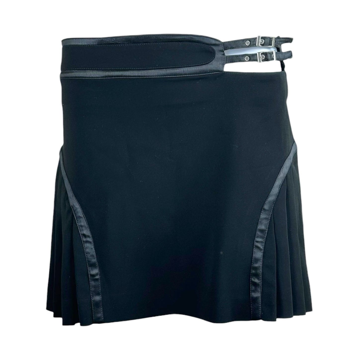 Versace Jeans Black Pleated Mini Skirt With Waist Cut-Out