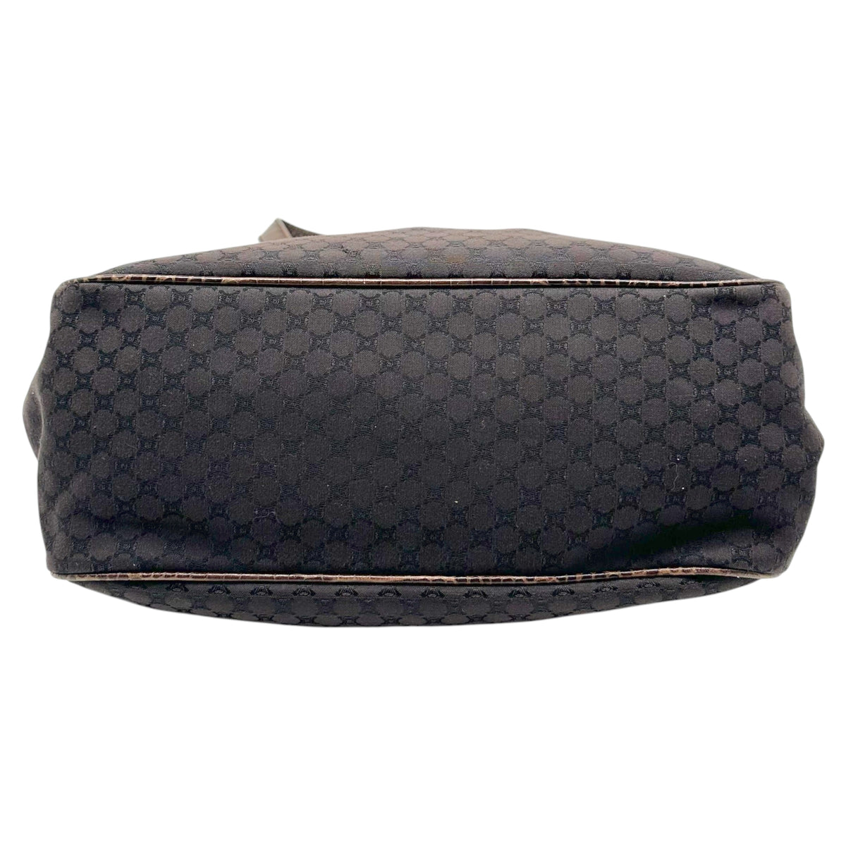 Celine Brown Triomphe Monogram Croc Leather Shoulder Bag