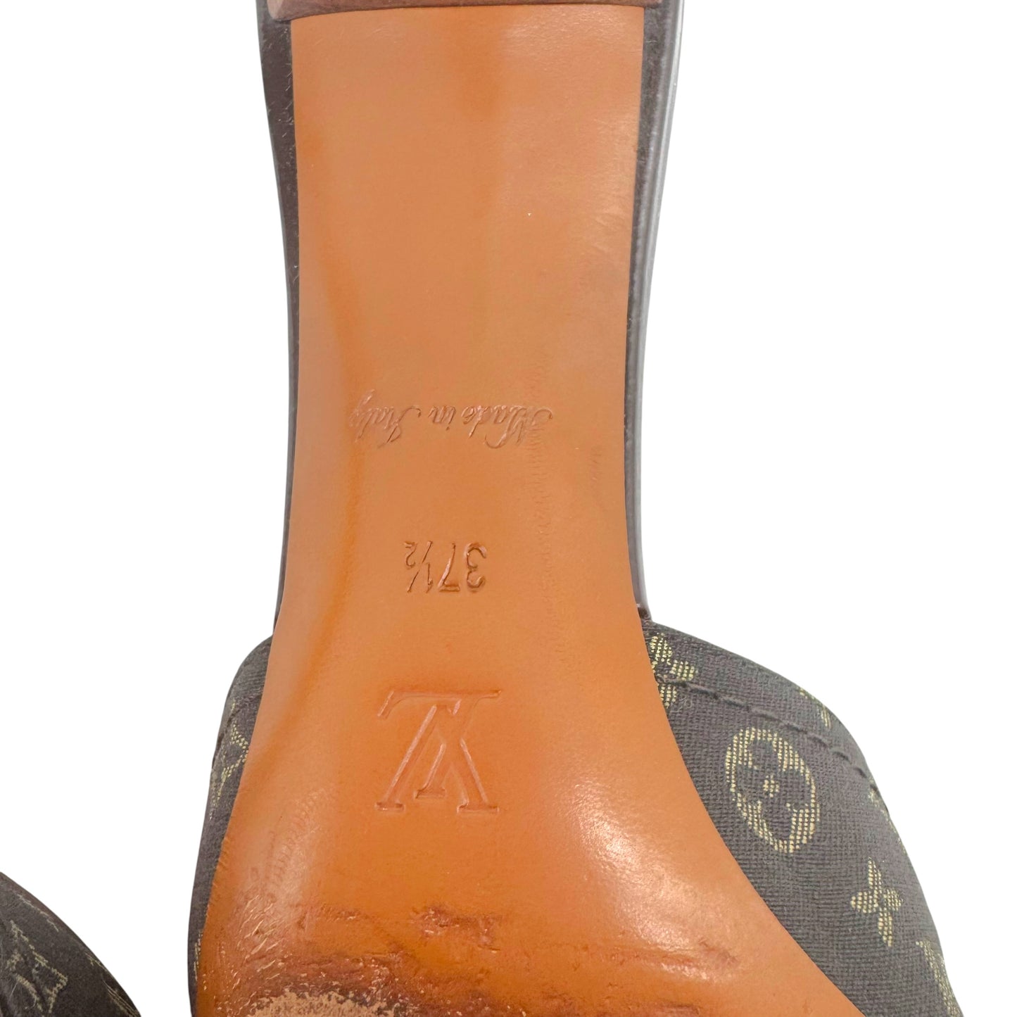 Louis Vuitton Brown Lin Monogram Kitten Heel Mules