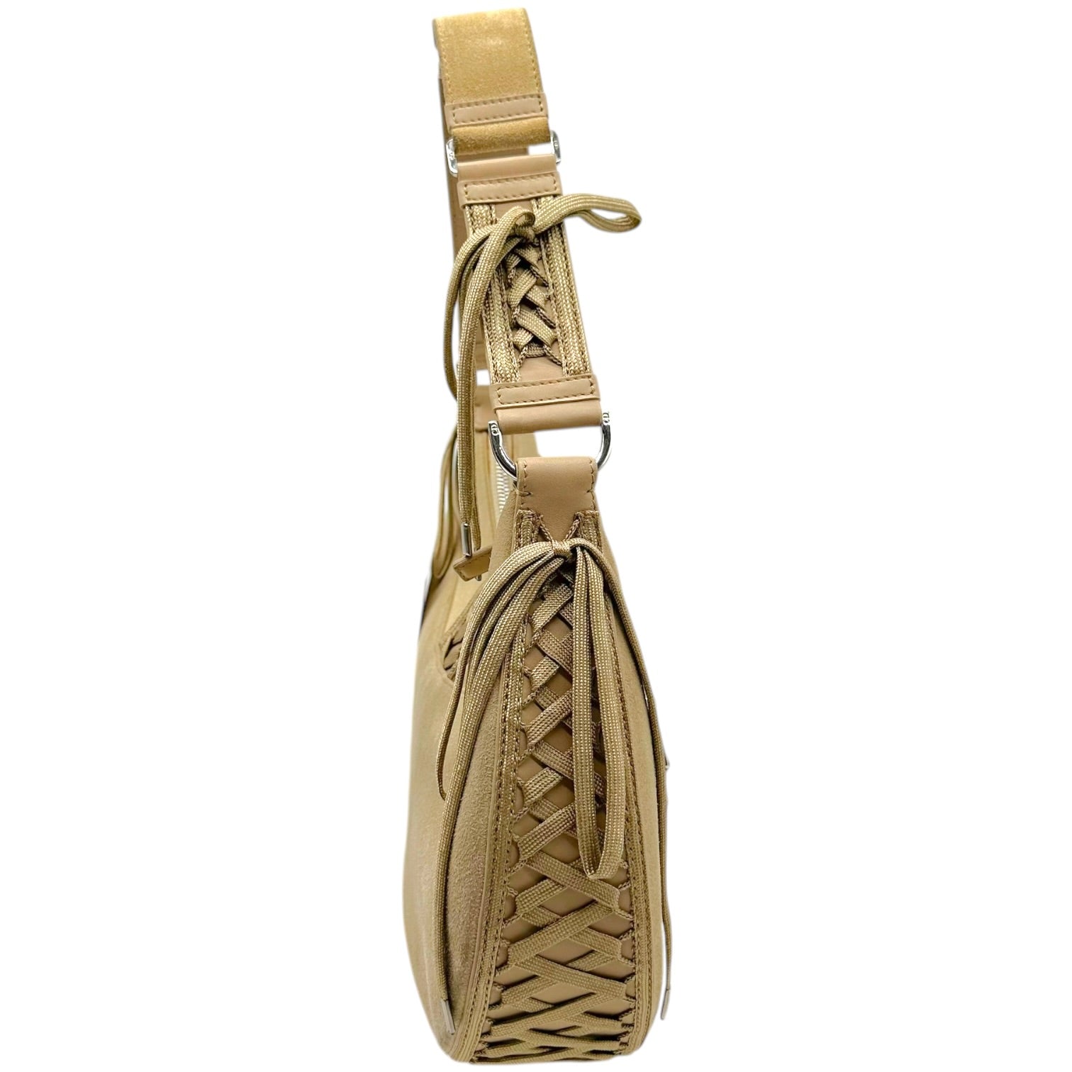Christian Dior Tan Suede Lace Up Shoulder Bag