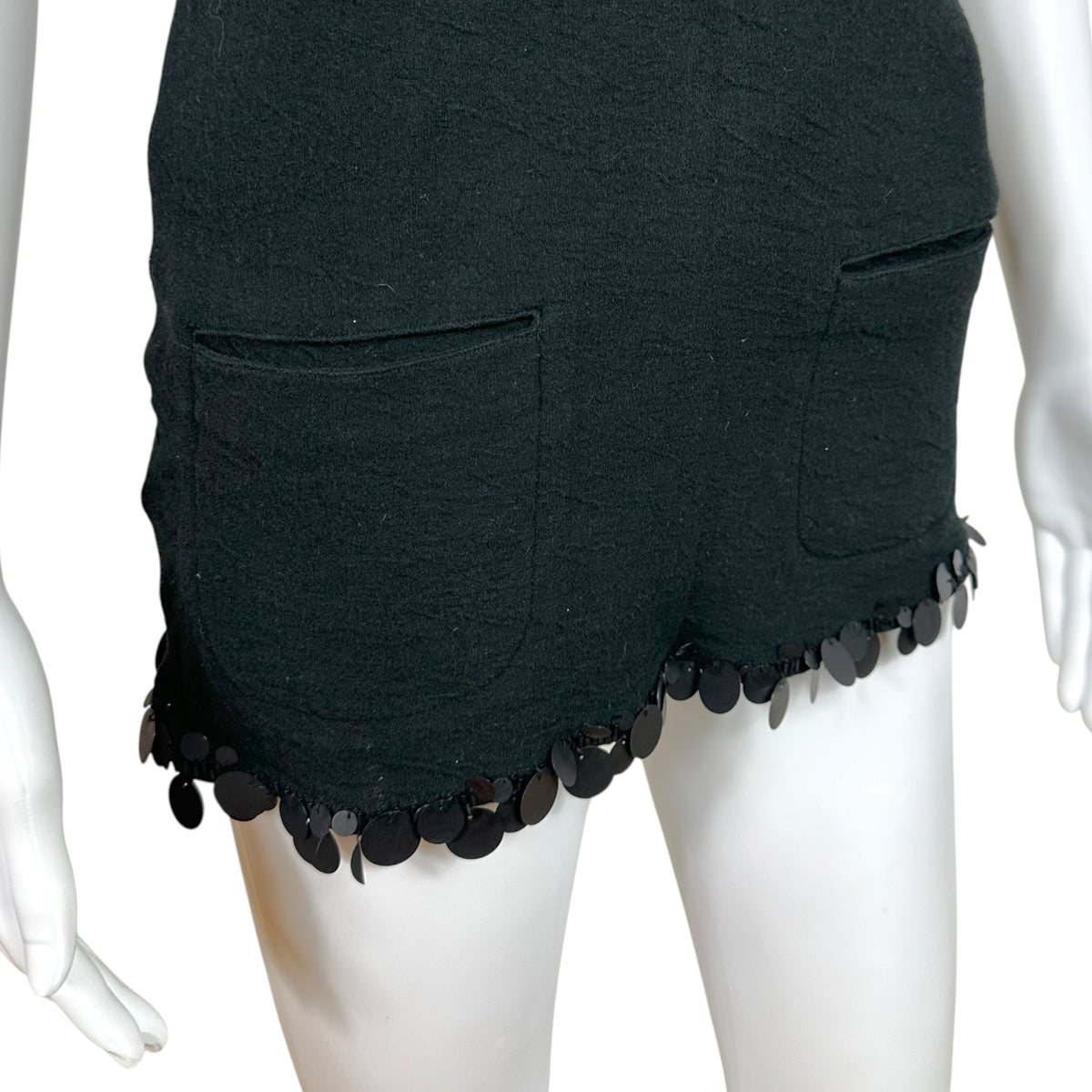 Jean Paul Gaultier Black Knit Tunic Tank Top with Sequin Trim