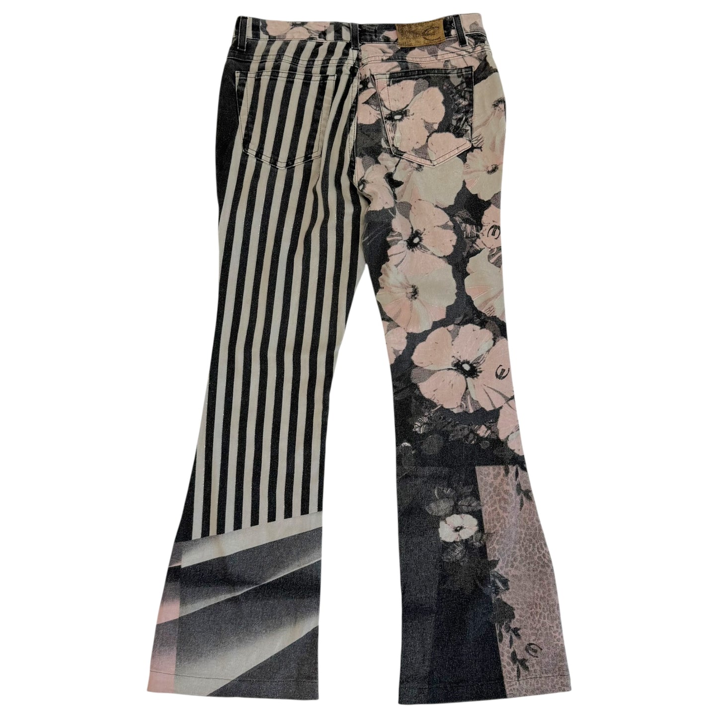 Just Cavalli Roberto Cavalli Striped & Floral Pink & Black Printed Jeans