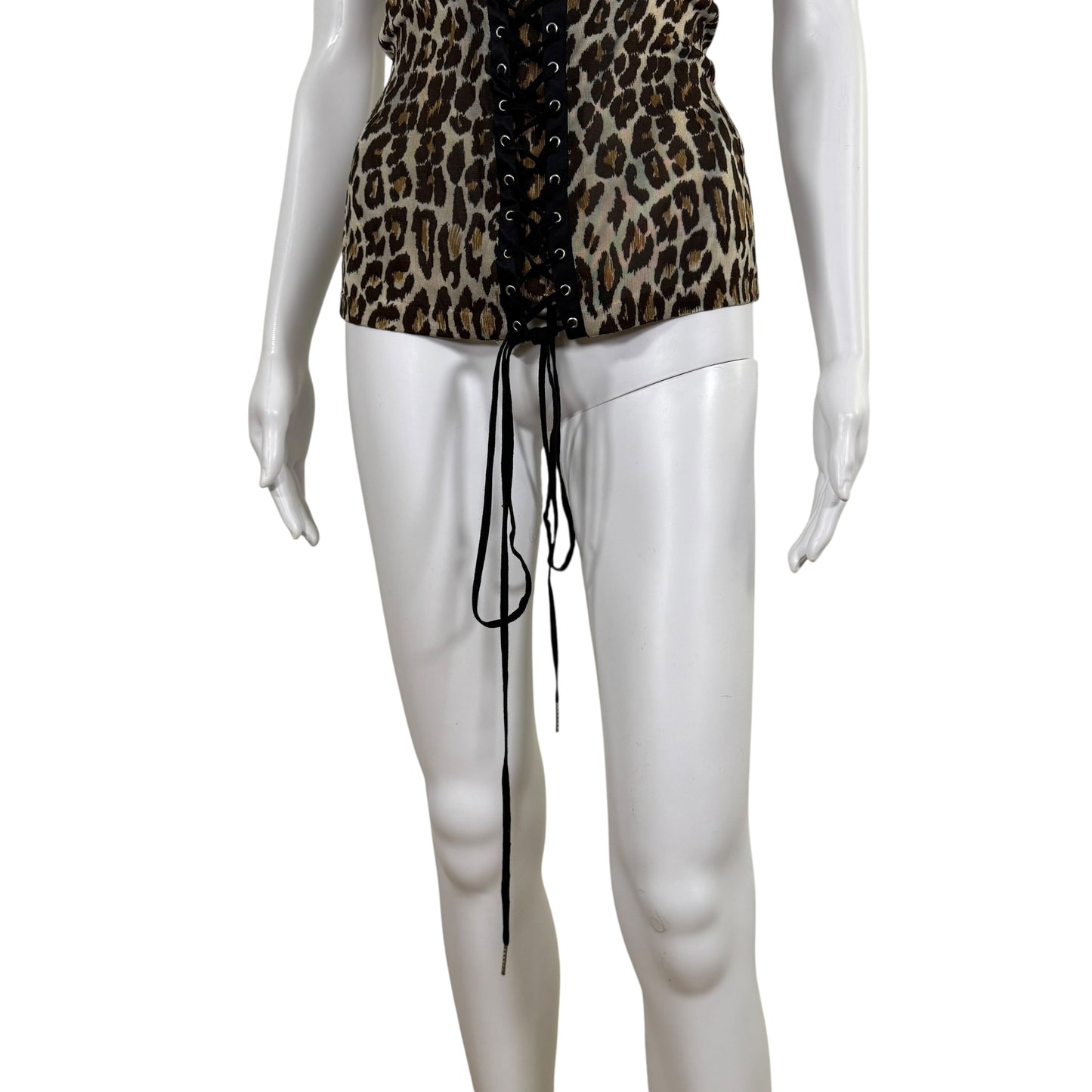Dolce & Gabbana Leopard Print Lace Up Tank Top