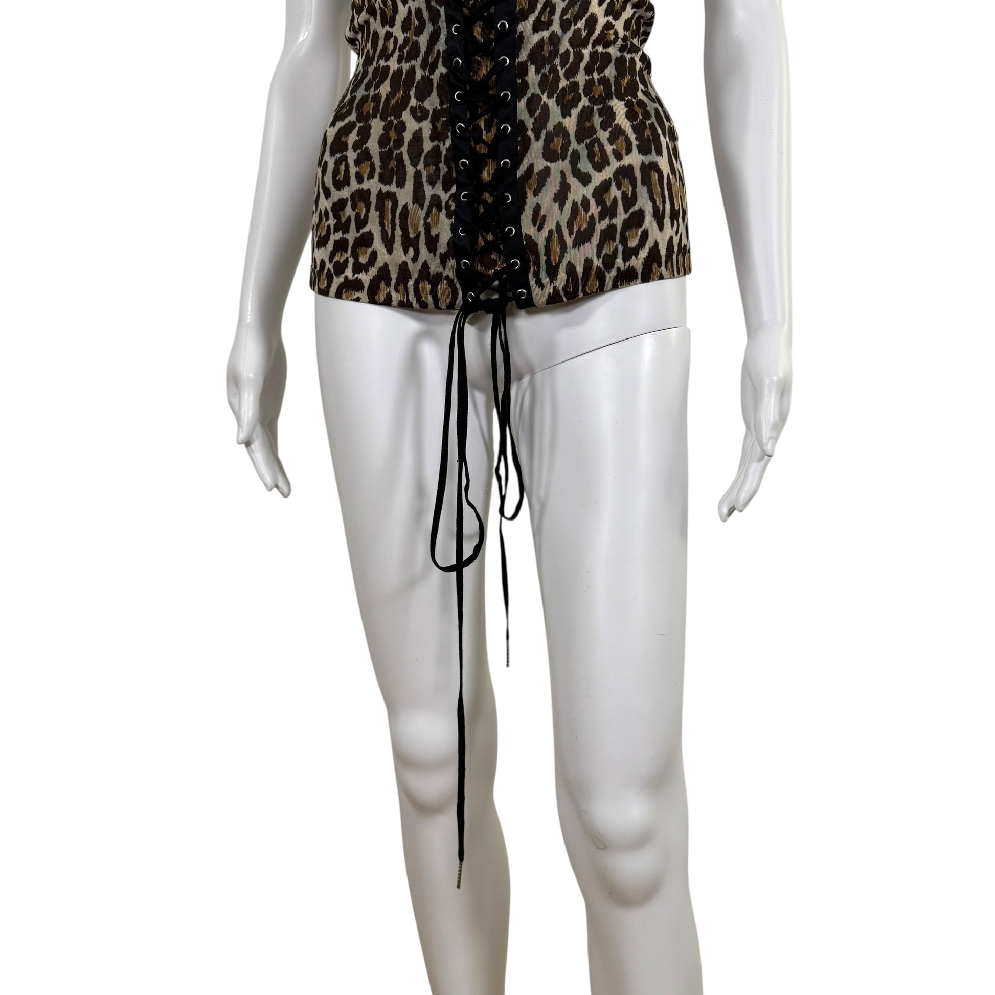 Dolce & Gabbana Leopard Print Lace Up Tank Top