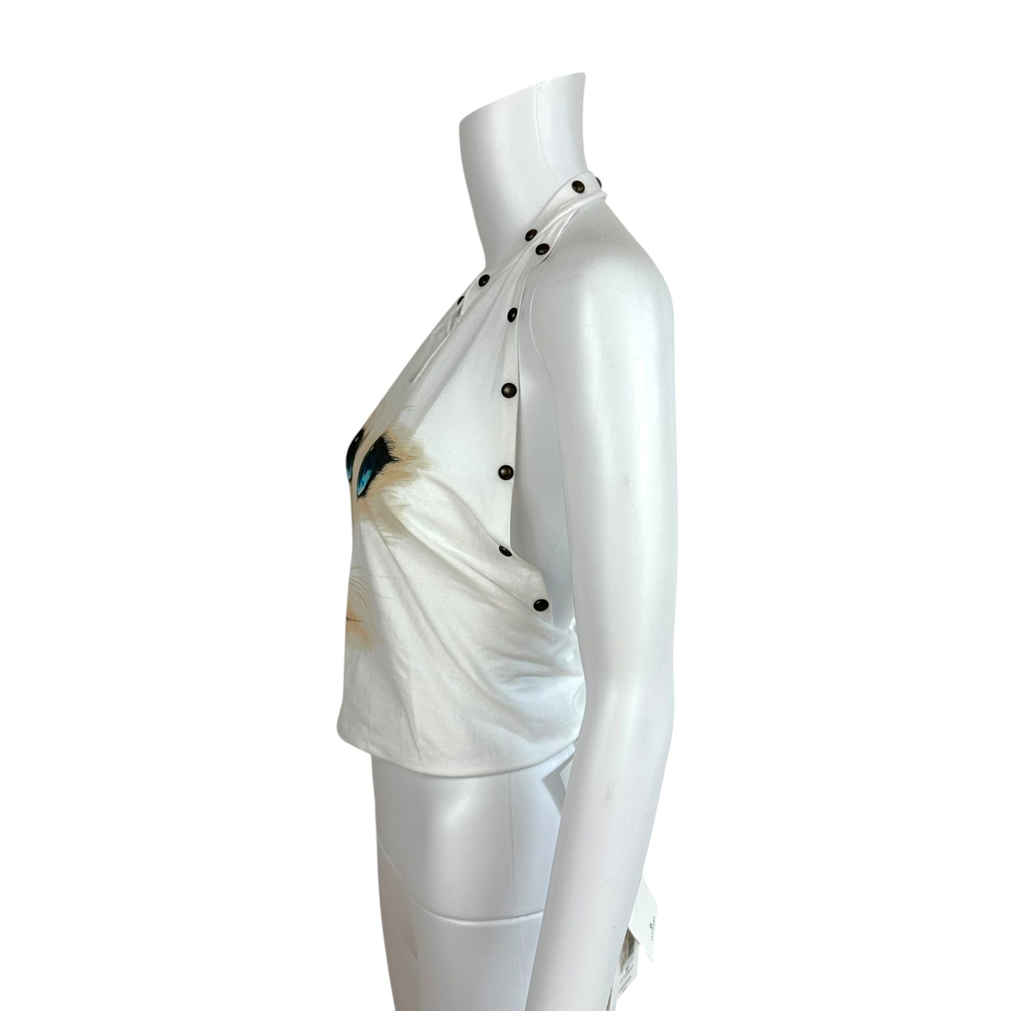 D&G Dolce & Gabbana F/W 2001 Kitten Print Open Back Halter Tank NEW