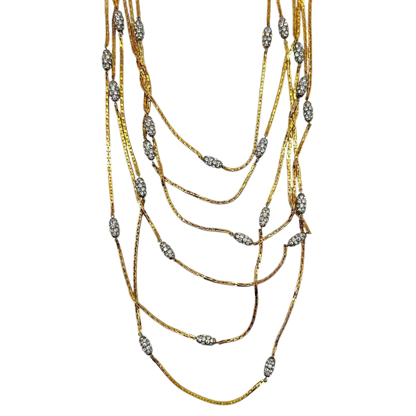 Christian Dior 80's Vintage 6-Strand Gold & Grystal Necklace - Outfit Repeater