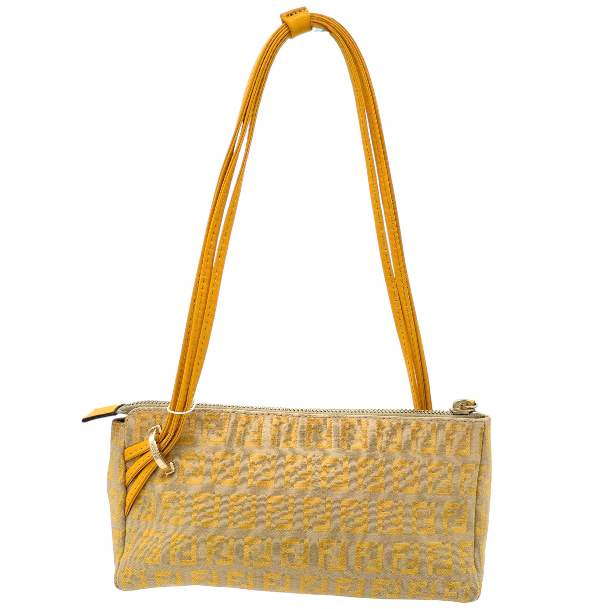 Fendi Yellow & Tan Zucchino Monogram Pochette Bag - Outfit Repeater