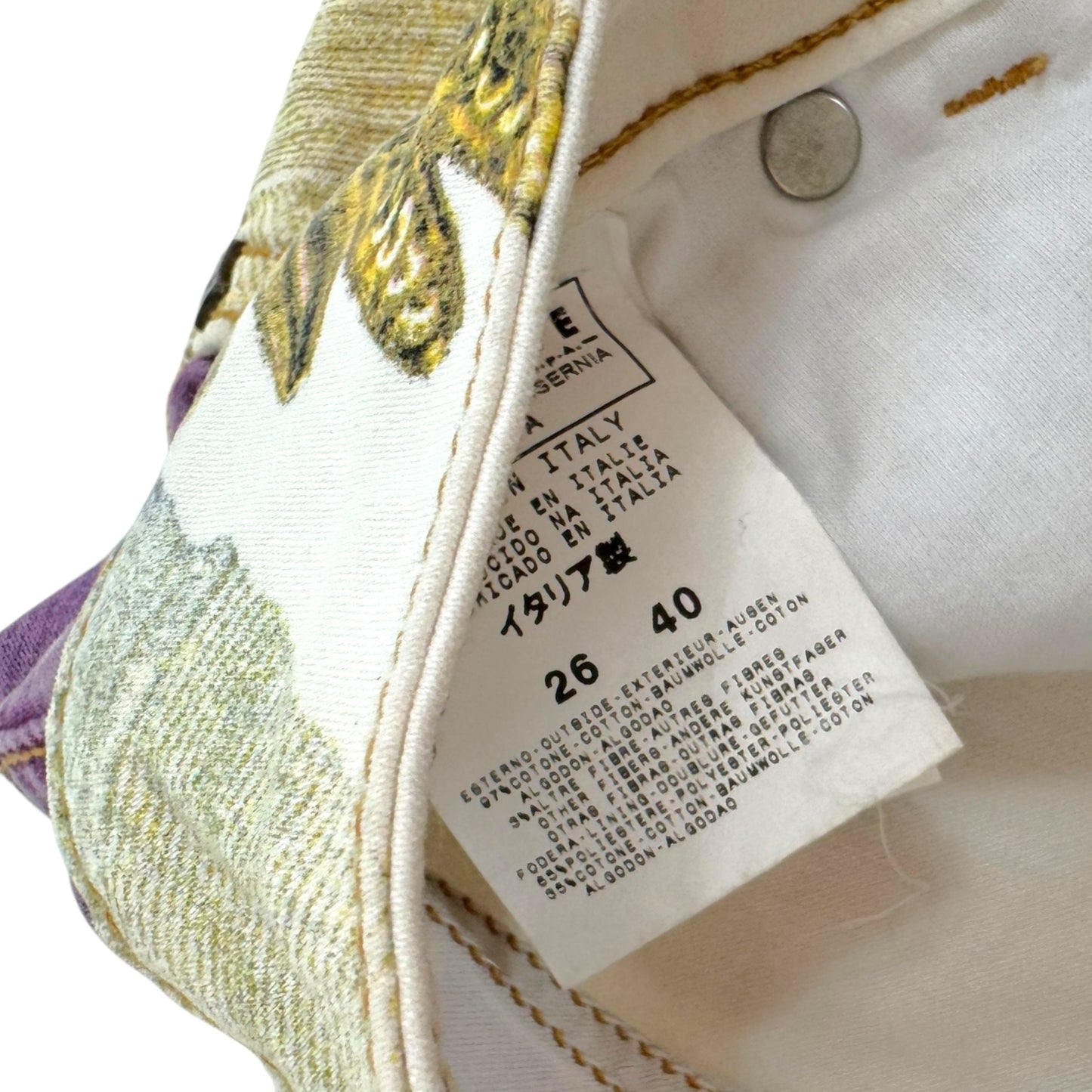 Just Cavalli Roberto Cavalli White & Gold Medal Printed Jeans