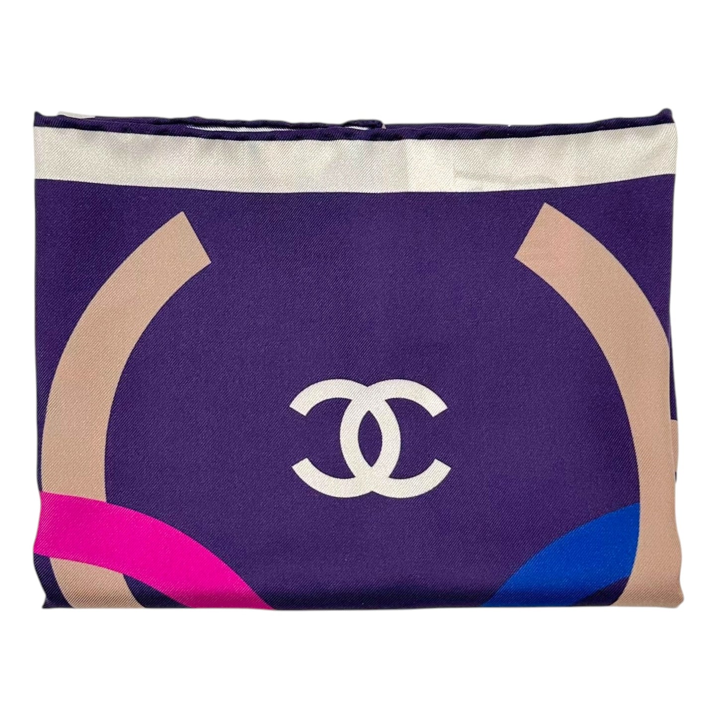 Chanel Small Silk Square Scarf Purple Pink CC Logo