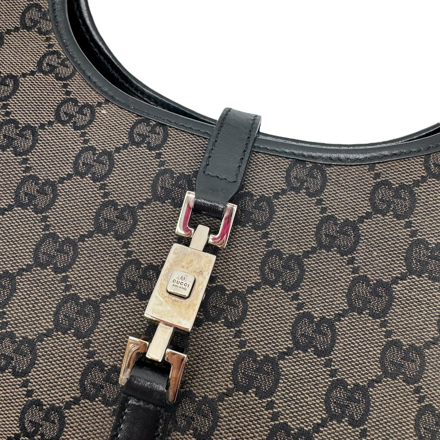 Gucci Brown & Black Monogram Canvas Mini Jackie Bag