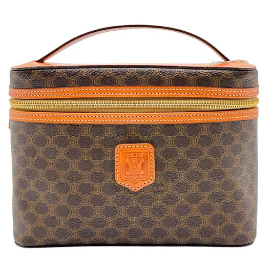 Celine Brown Triomphe Monogram Top Handle Vanity Bag