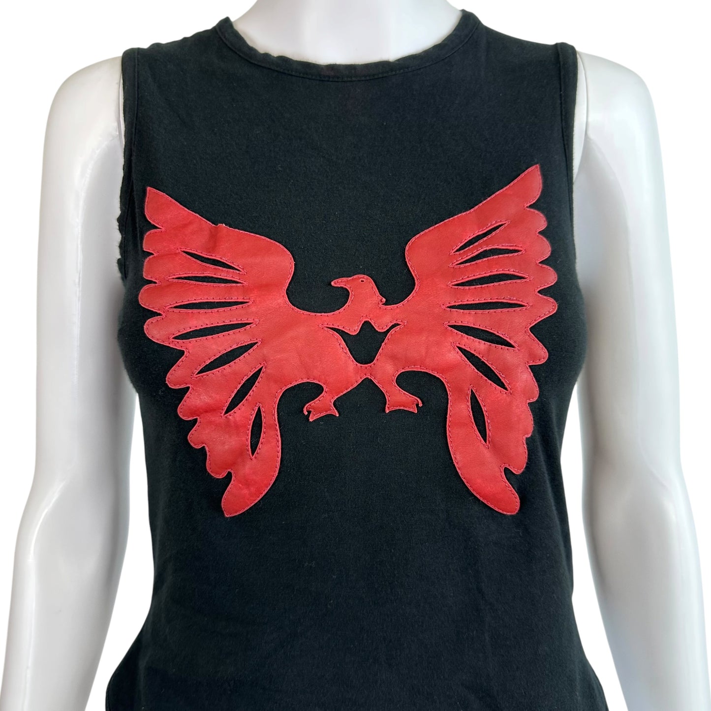 Dolce & Gabbana Black Red Leather Eagle Tank Top
