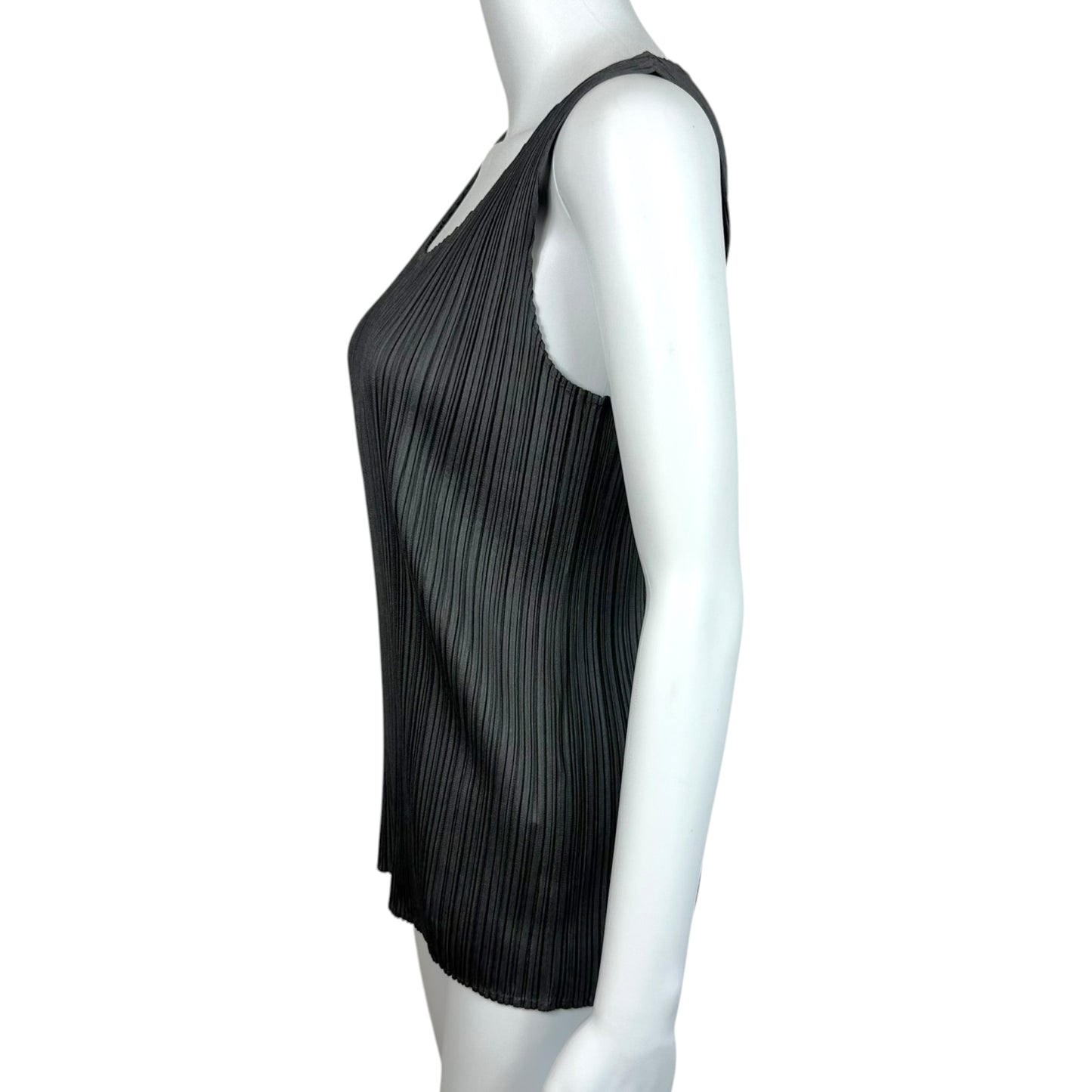 Issey Miyake Pleats Please Dark Gray Pleated Tank Top
