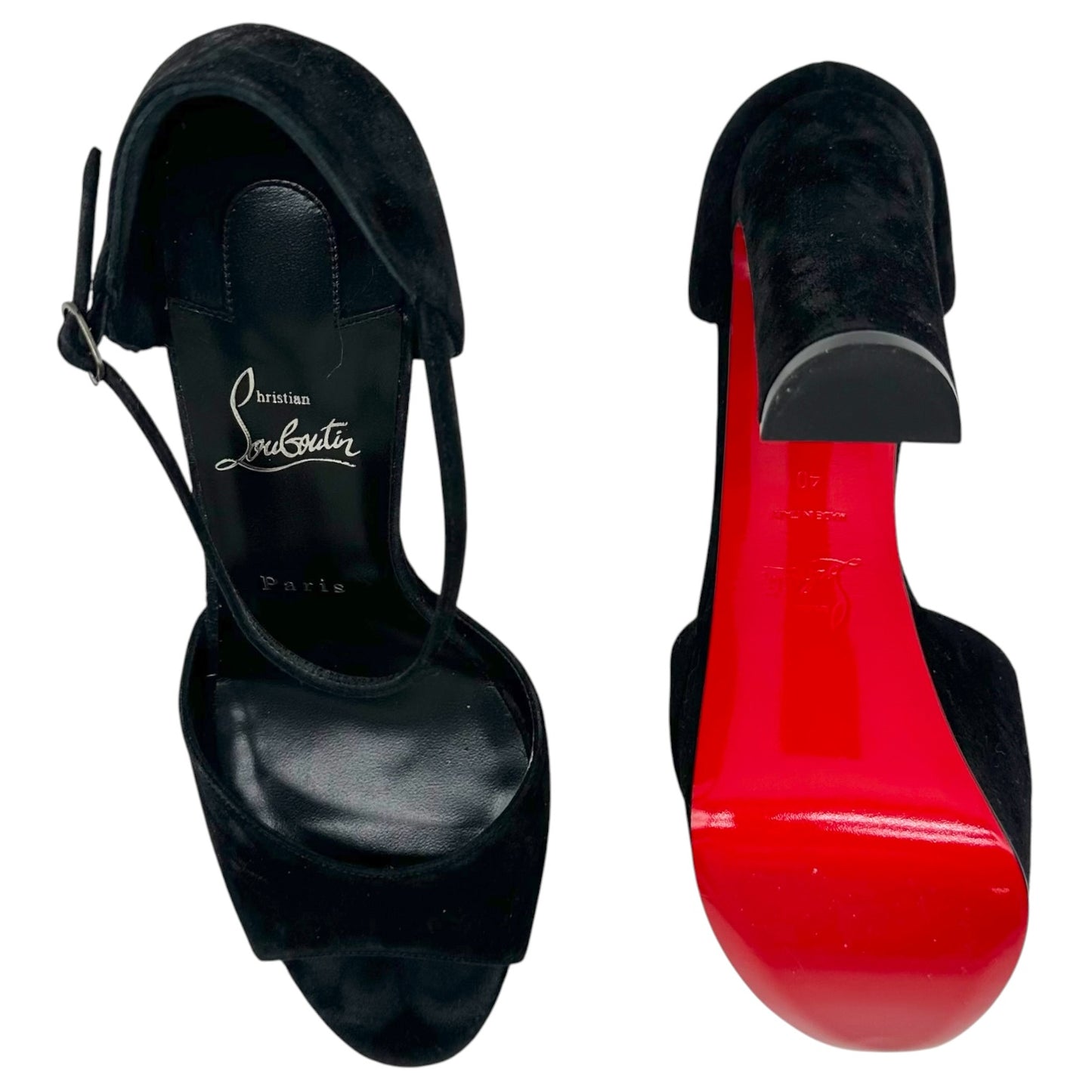 Christian Louboutin Black Suede Platform Sandal Heels