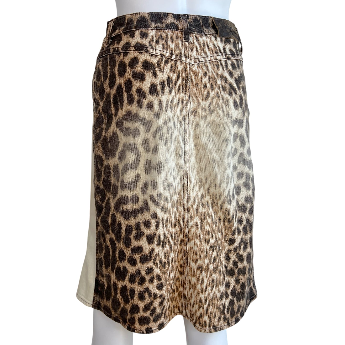 Just Cavalli Roberto Cavalli Leopard Print Denim Midi Skirt - Outfit Repeater