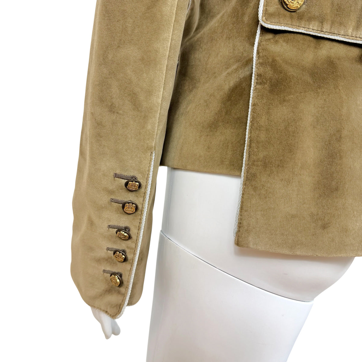 Dolce & Gabbana Khaki Velvet Napoleon Button Front Jacket