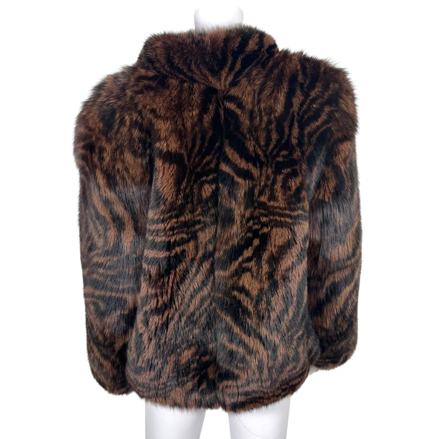 Vintage Septieme Black & Brown Zebra Print Fox Fur Coat