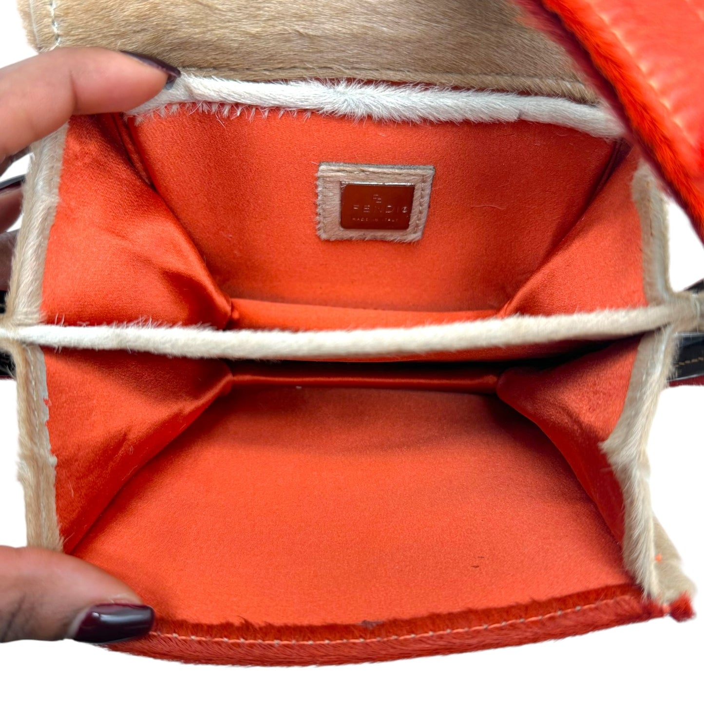 Fendi 2-Way Shoulder Bag Tan Burnt Orange Ponyhair