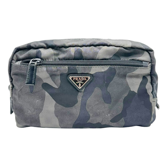 Prada Gray Camouflage Print Cosmetic Bag