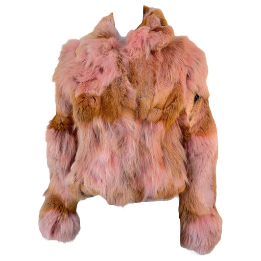 Vintage Pink Brown Fur Coat Early 2000s
