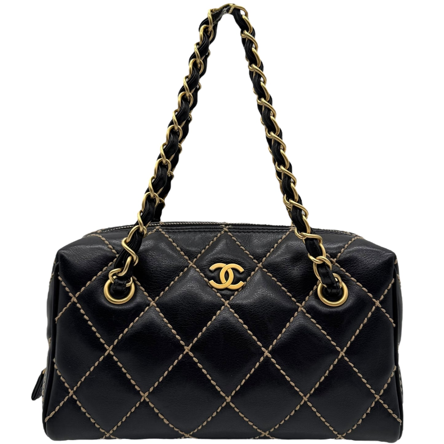 Chanel Black Wild Stitch Surpique Bowler Bag 2003-04 - Outfit Repeater