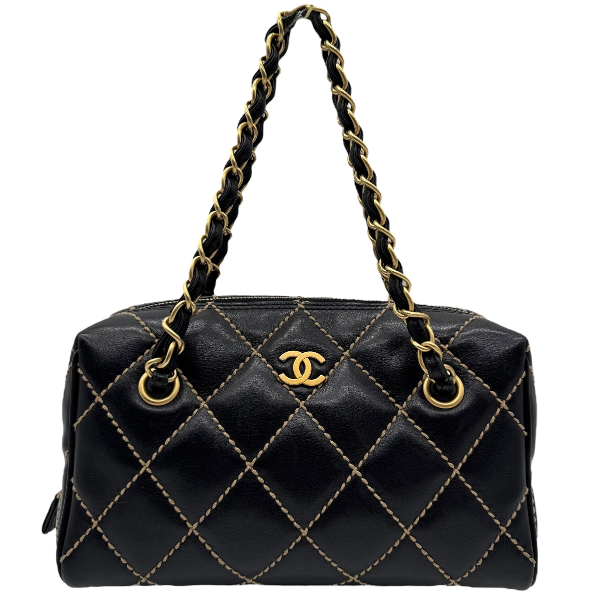 Chanel Black Wild Stitch Surpique Bowler Bag 2003-04 - Outfit Repeater