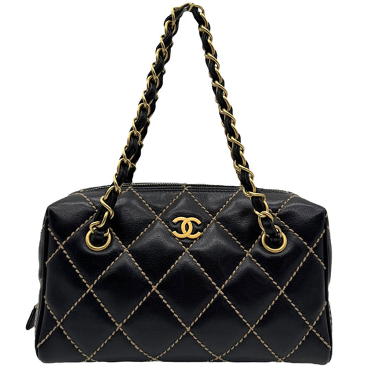 Chanel Black Wild Stitch Surpique Bowler Bag 2003-04 - Outfit Repeater