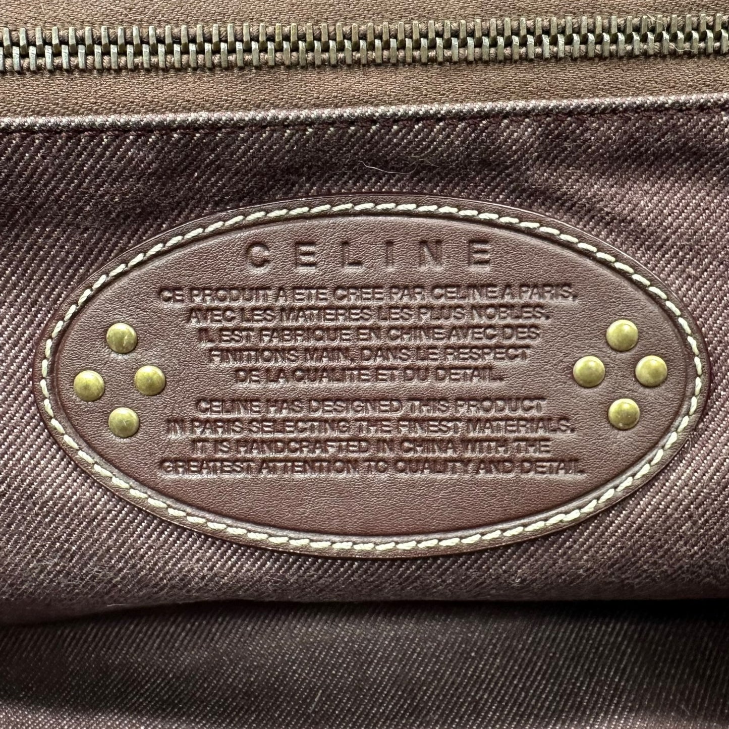 Celine Burgundy Denim Monogram Buckled Shoulder Bag