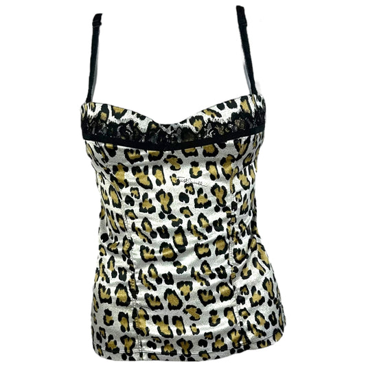 Just Cavalli Roberto Cavalli Leopard Print Lace Back Bustier Top