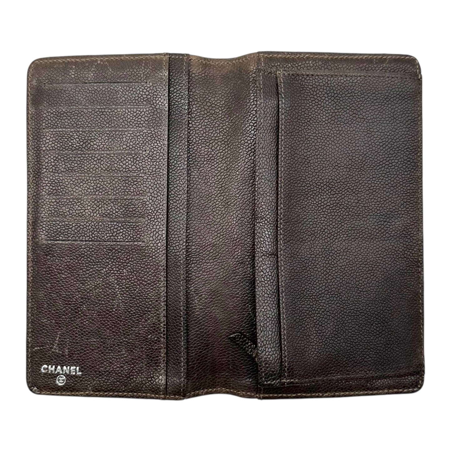 Chanel Brown Caviar Leather Wild Stitch Rechangle Bi-Fold Wallet