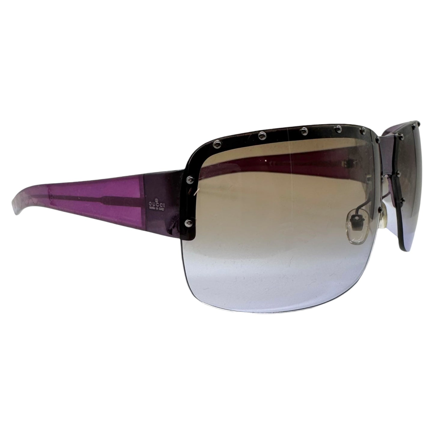Gucci Purple Gradient Studded Lens Oversized Sunglasses w/ Case GG1819/S