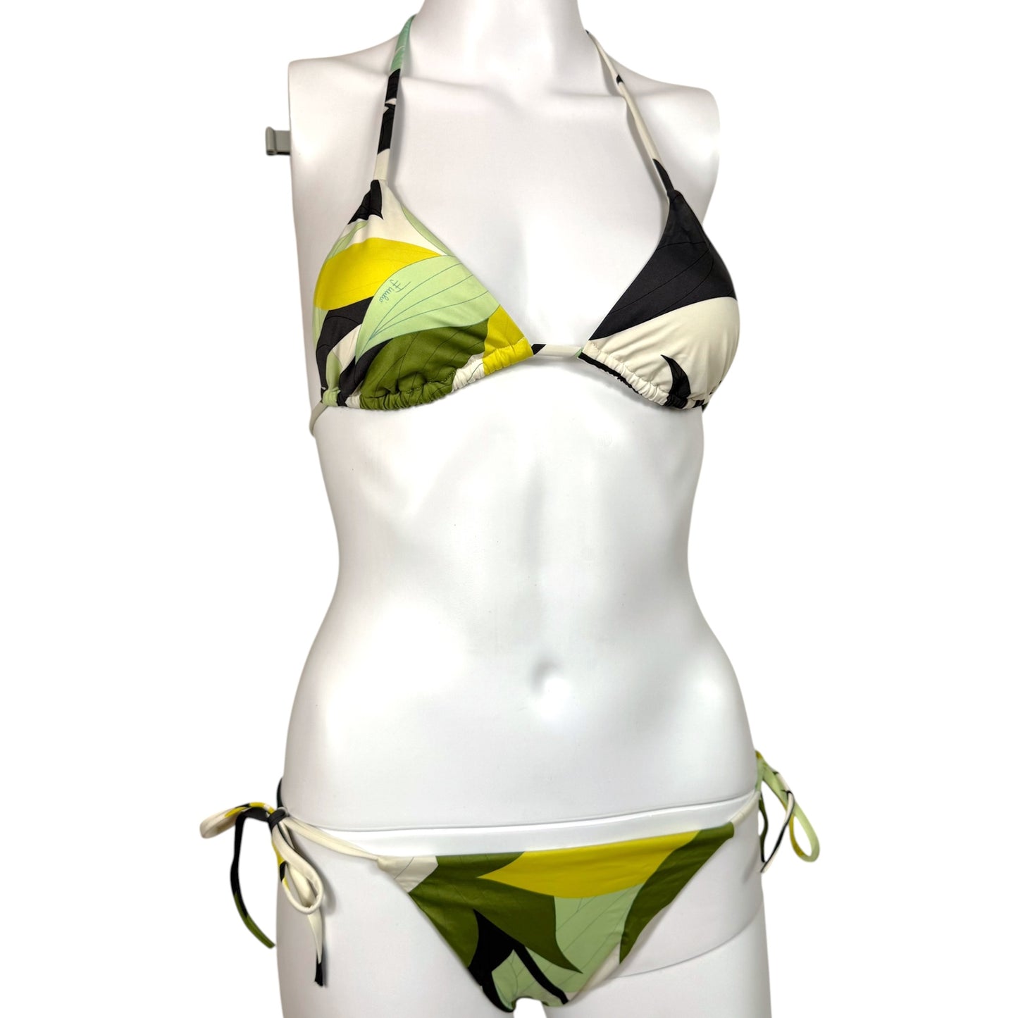 Emilio Pucci Green & Gray Printed Bikini Set