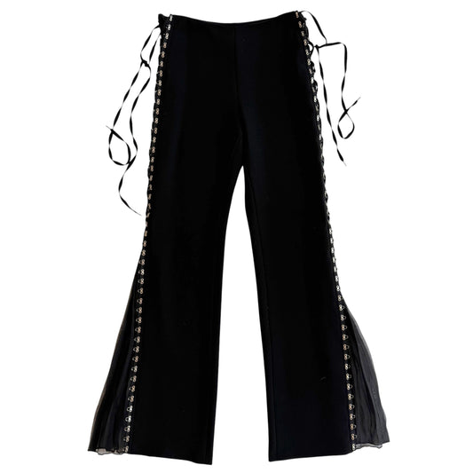 Jean Paul Gaultier Black Flare Pants with Hook & Eye Closure