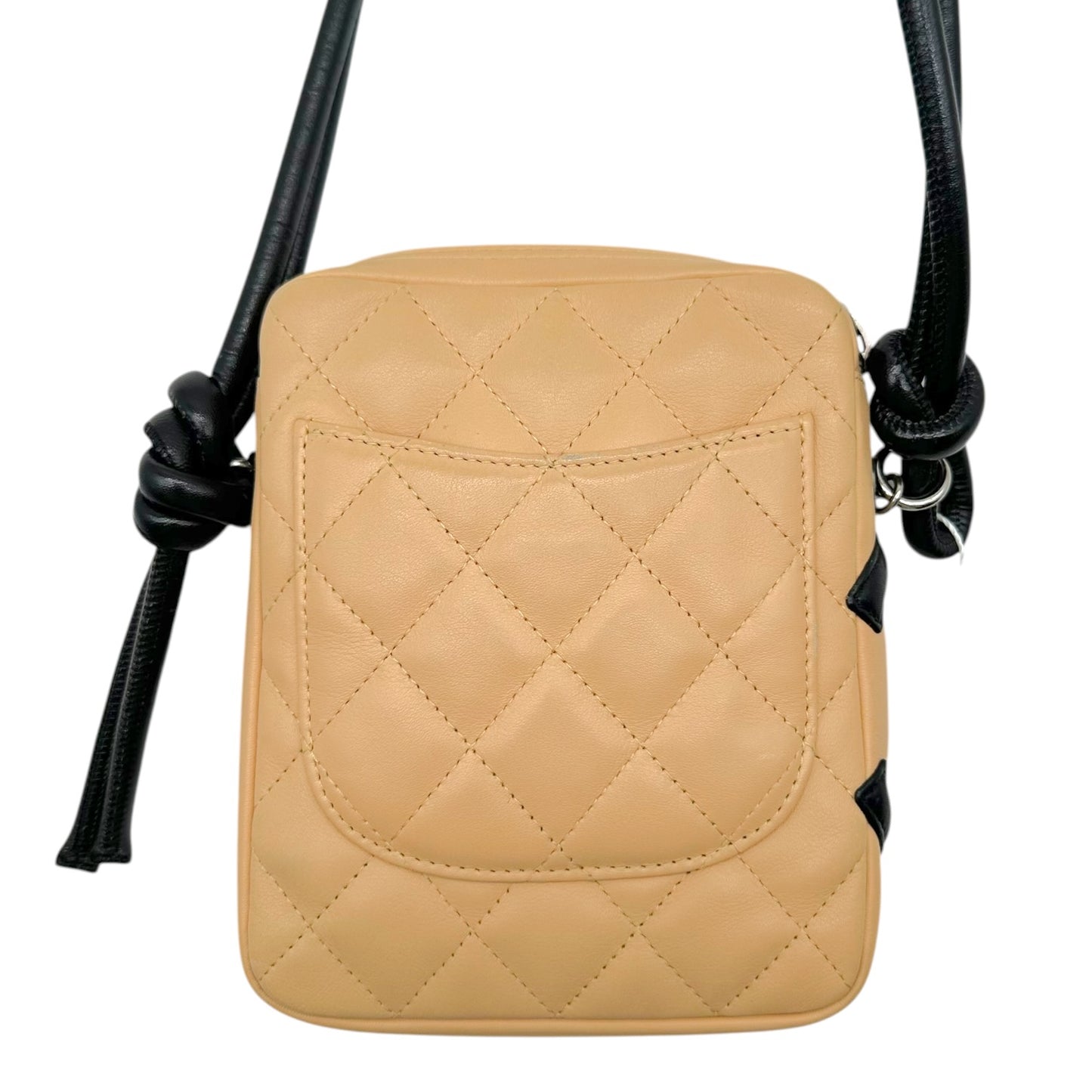 Chanel Small Crossbody Bag Beige Black Quilted Leather