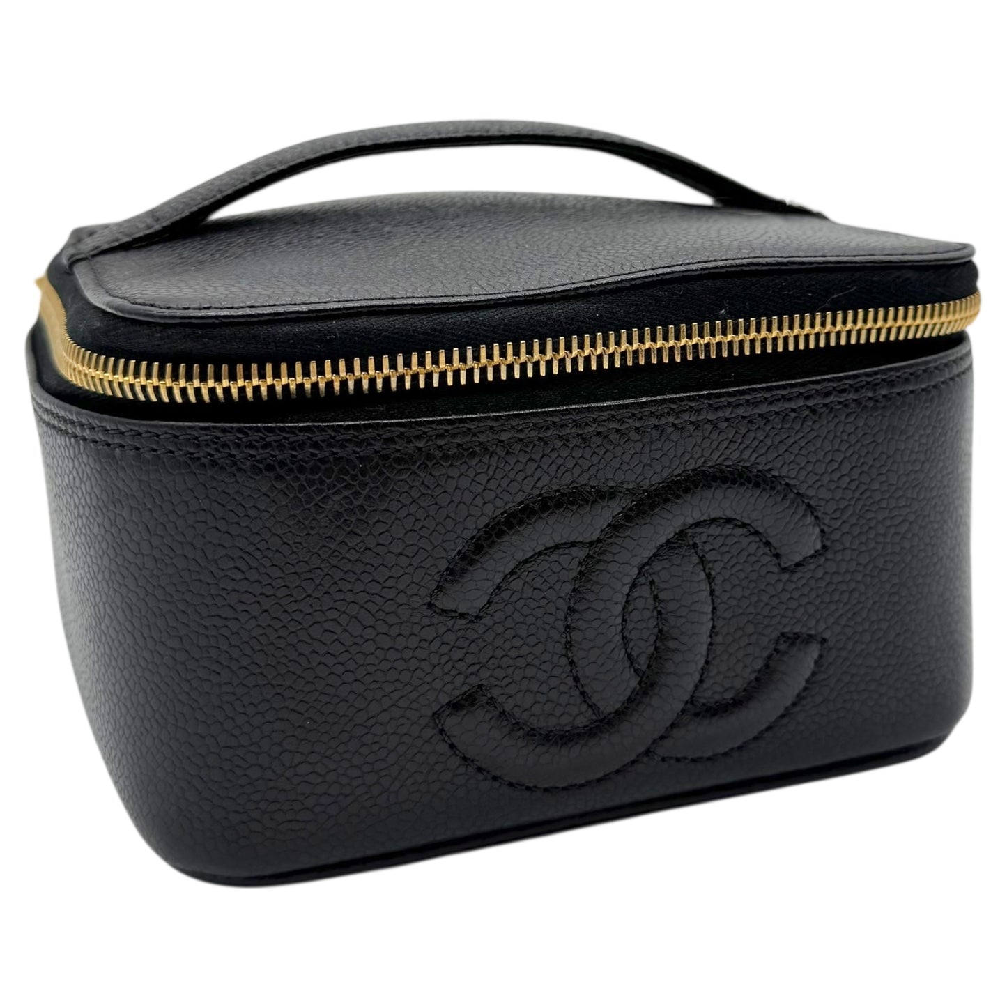 Chanel Black Caviar Leather Square Top Handle Small Vanity Bag 1996-97 - Outfit Repeater
