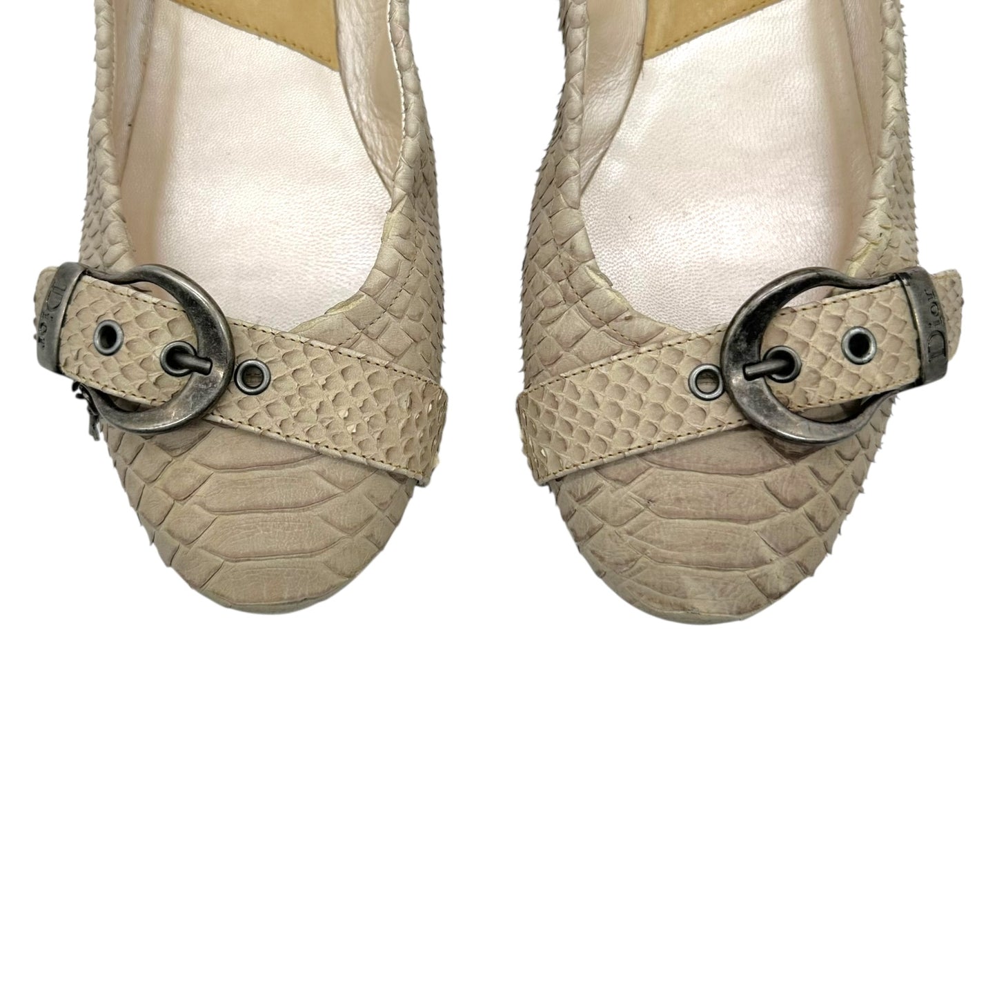 Christian Dior Ivory Python Gaucho Flats