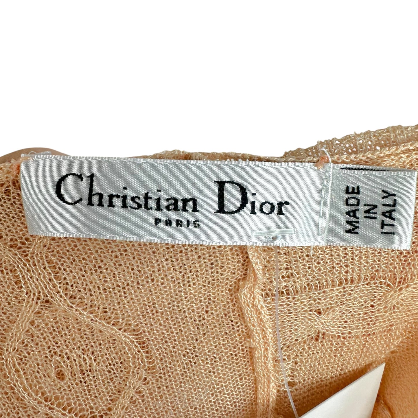 Christian Dior Light Pink Sheer Knit Ruffle Front Cardigan