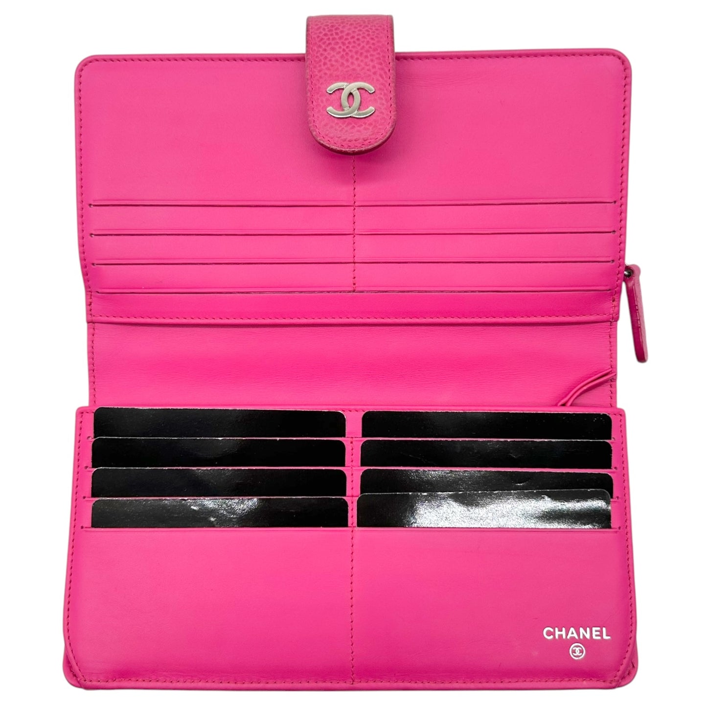 Chanel Large Long Wallet Hot Pink Caviar Leather