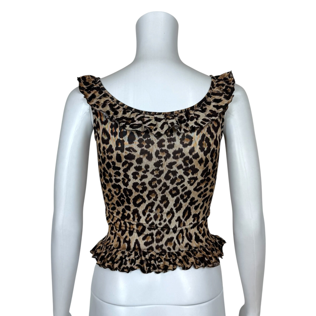 D&G Dolce & Gabbana Ruffle Trim Leopard Print Tank Top