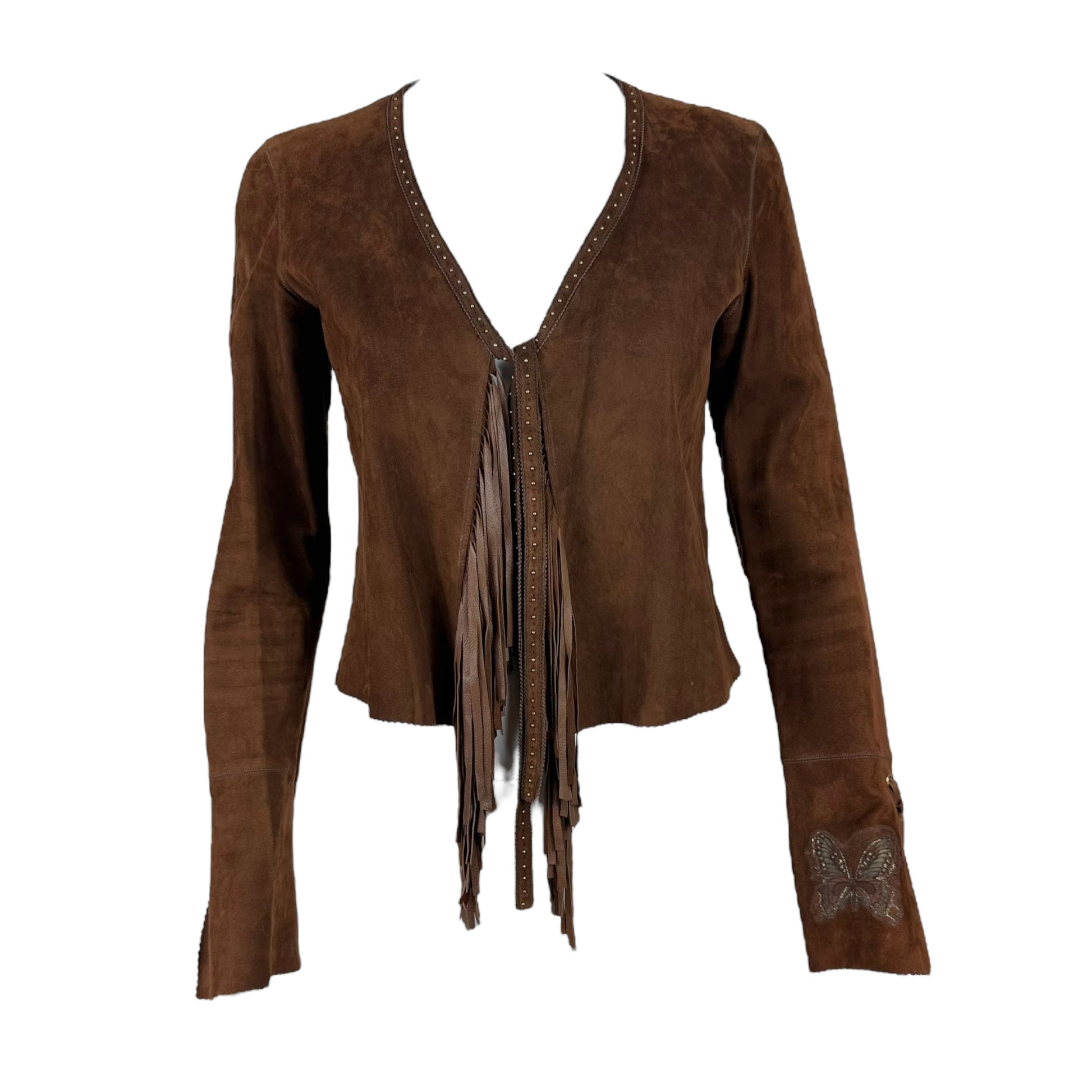 Roberto Cavalli Brown Suede Fringe Jacket - Outfit Repeater