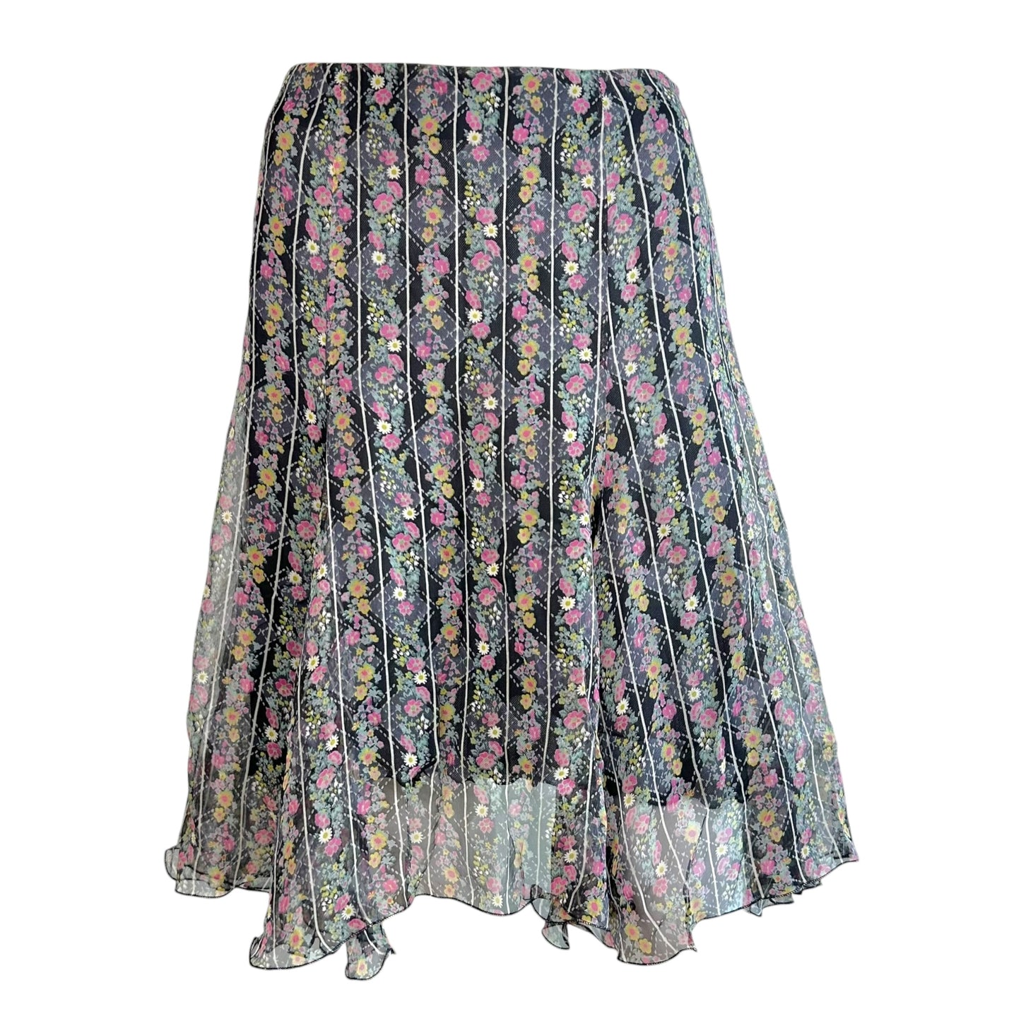 Versace Jeans Couture Floral Print Silk Midi Skirt