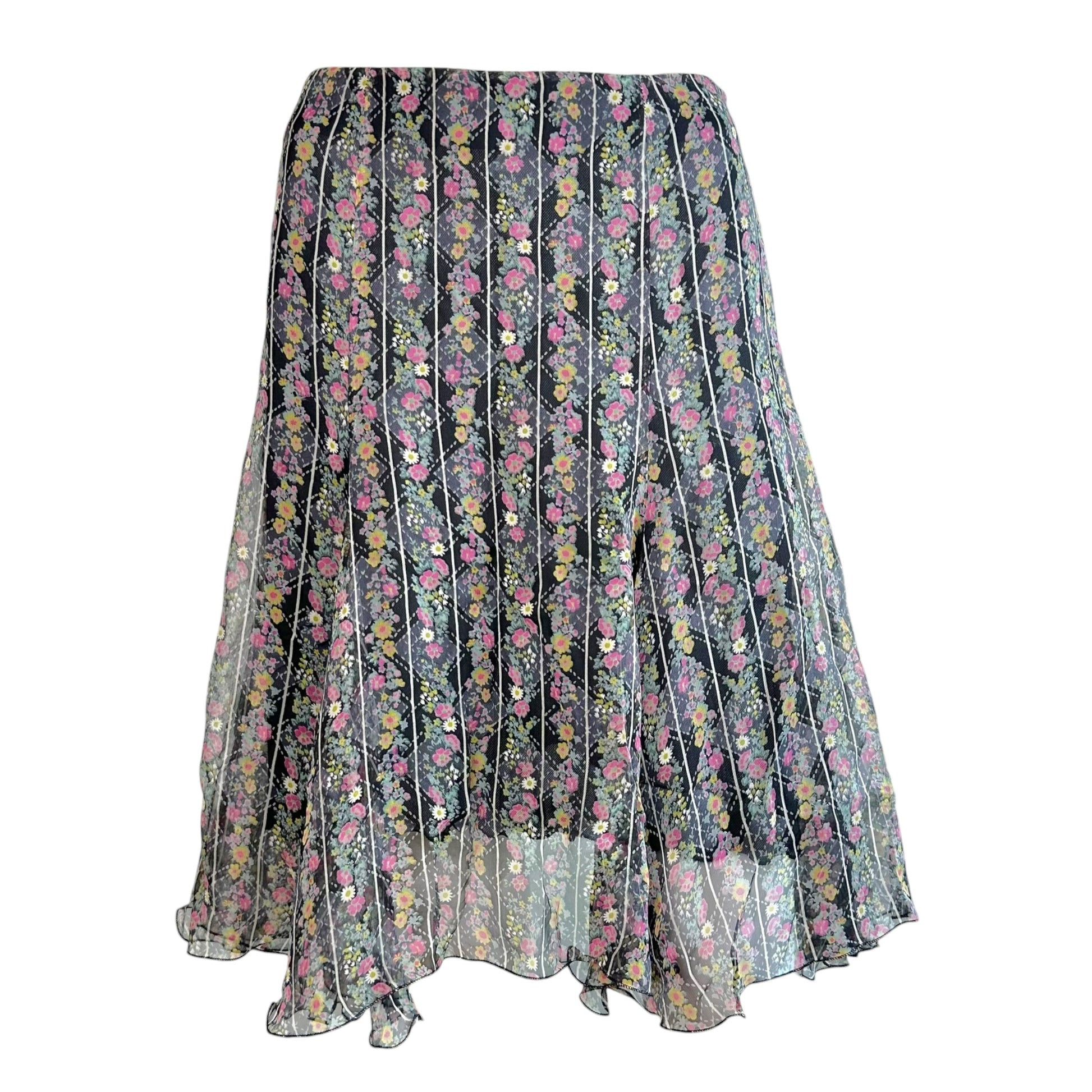 Versace Jeans Couture Floral Print Silk Midi Skirt
